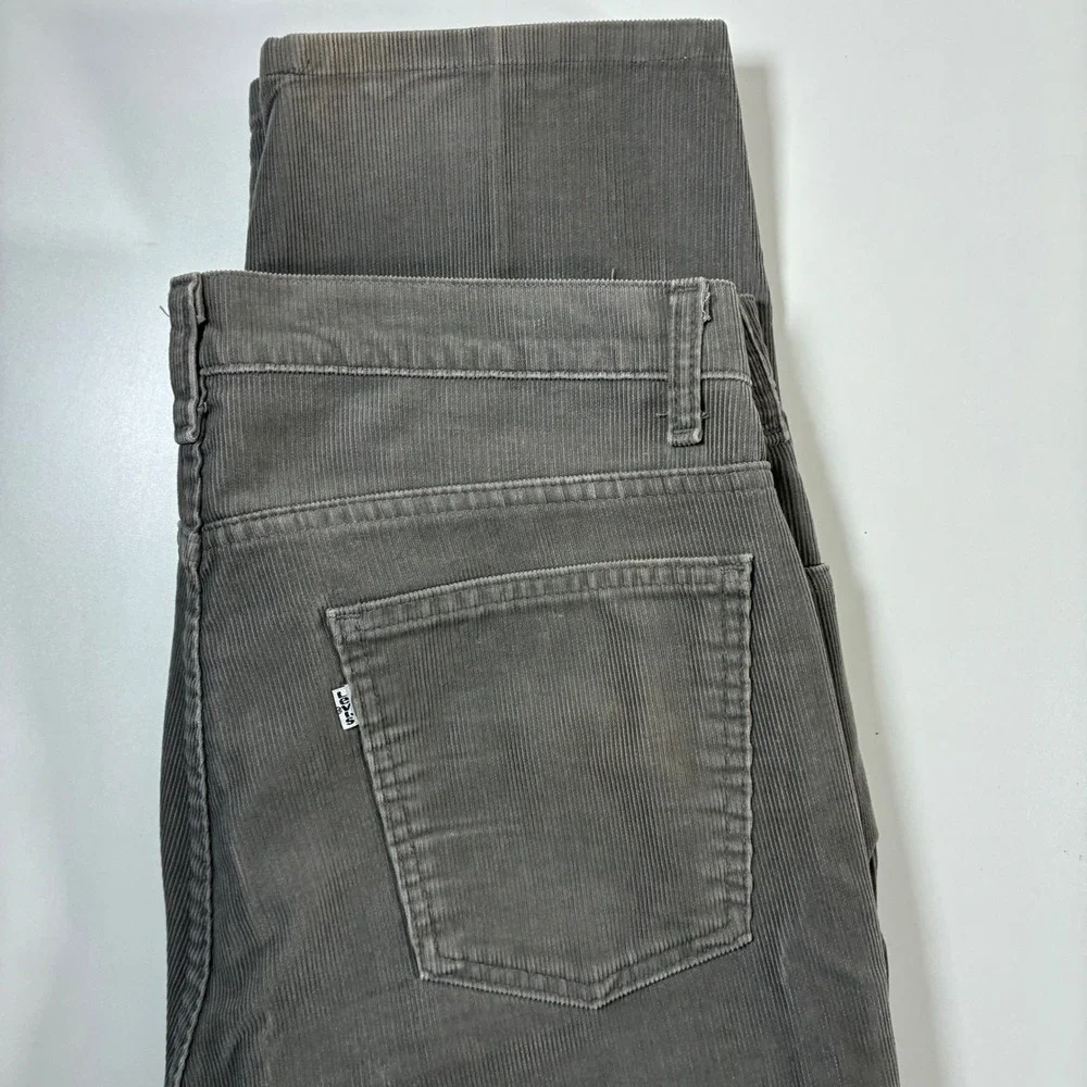 Vintage Levi's 515 Corduroy Pants 38x29 Gray Made in USA Pinwale 80s (Tag 40x32)